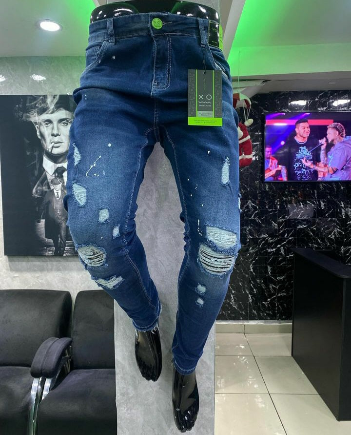 Calça Rasgada Azul Skinny
